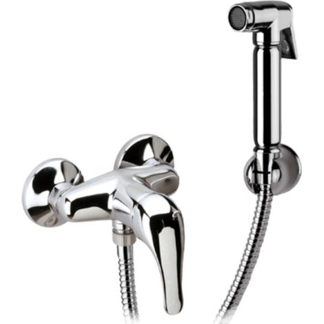 Set doccetta per bidet relax composto da doccia a pulsante, flessibile, miscelatore doccia e supporto lux (1/2)
