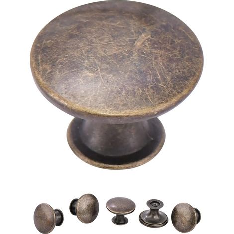 Métal Tiroir de Placard Poignées Poignée ronde D'Armoire Ronde Métal boutons porte d'armoire acier inoxydable Pour Armoires Armoires Tiroirs (10pcs Bronze)