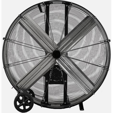 Ventilateur industriel noir 800 W max., 2 vitesses, avec roulettes, dimensions : 129,5 x 127 x 46 cm (1/2)