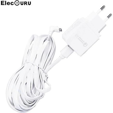 Câble de charge étanche de 9 m avec adaptateur secteur compatible avec les caméras Arlo Pro 2/pro/go/light. Accessoires pour caméras Arlo : chargeur rapide (UE, blanc).