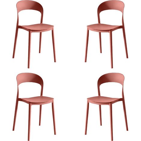 Set 4 Sedie Impilabili in polipropilene da cucina 40x39x78 cm Colore Mattone LUNA Colore Mattone