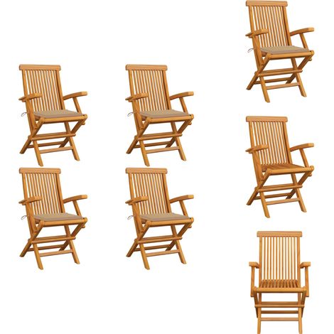 Chaises de jardin et coussins beige lot de 4 Bois teck massif - Chaise De Jardin - Mobilier De Jardin - Fauteuil De Jardin - Terrasse - Jardin (1/5)
