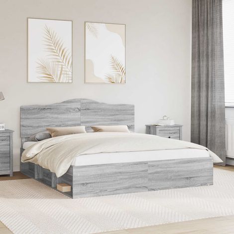 Bettrahmen Graues Sonoma 180 x 200 cm Massives Kiefernholz