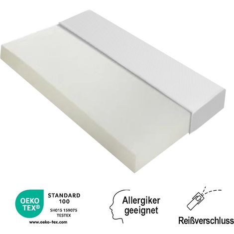 Ergonomische Schaumstoffmatratze 90x200 cm Härtegrad H3, Atmungsaktive Rollmatratze mit waschbarem Bezug & Tragegriffen, Öko-Tex zertifiziert, Weiß (1/5)