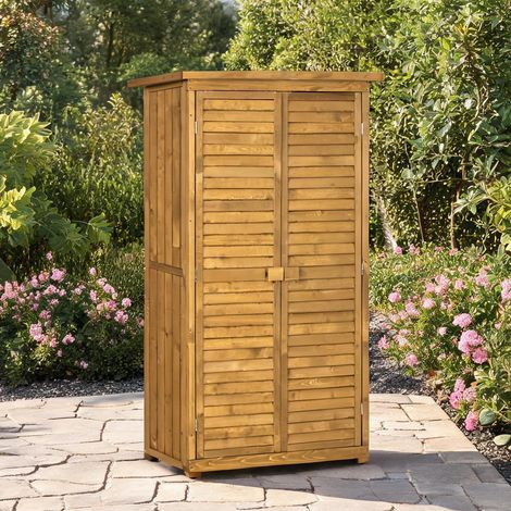 Armoire de jardin en bois massif avec 3 étagères (1/5)