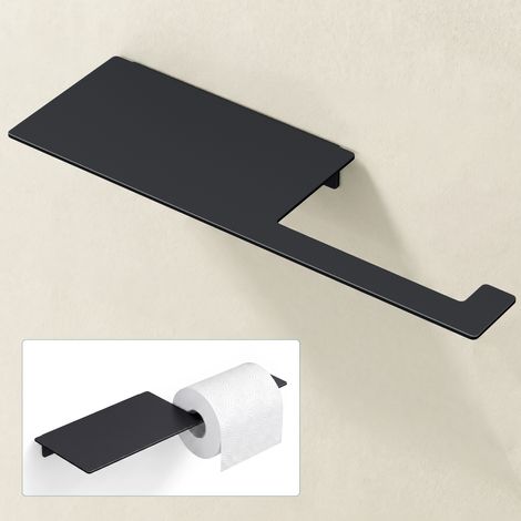 Mai & Mai Porte-Papier Toilette Dérouleur Mural en Acier Inoxydable Porte-Rouleau Stable Noir Mat Rangement WC avec Étagère 300×97,6×30 MM Lino-01 (1/5)