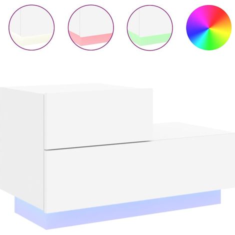 Maison Exclusive - Nachttisch mit LED-Leuchten Weiß 70x36x40,5 cm
