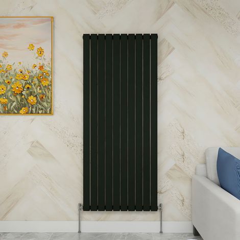 SKY Bathroom 1600x680mm Single Black Vertical Flat Panel Radiator Designer Central Heating Radiator