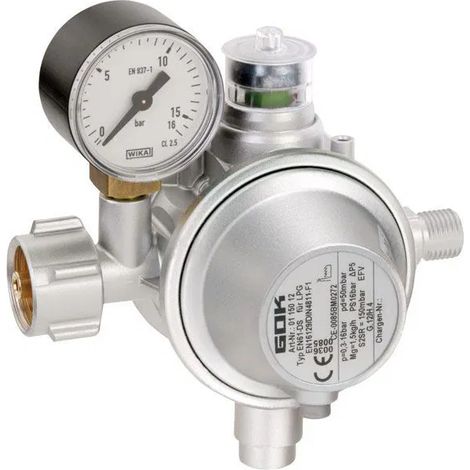 GOK Niederdruckregler Typ EN61-DS mit integrierter Schlauchbruchsicherung Mit Manometer