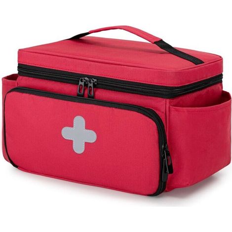 Sac Familial de Rangement pour Medicament, Organisateur de Premiers Secours pour Trousses Médicales d'urgence, Étui Vide, Rouge (1/4)