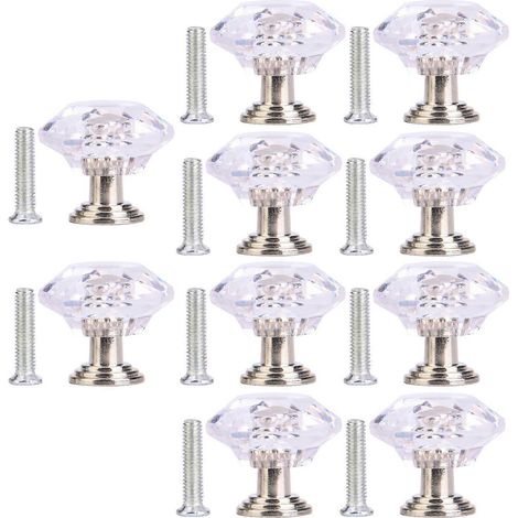 Poignées de porte de meuble en acrylique en forme de diamant, style européen, en cristal, type C, en forme de diamant. (1/4)