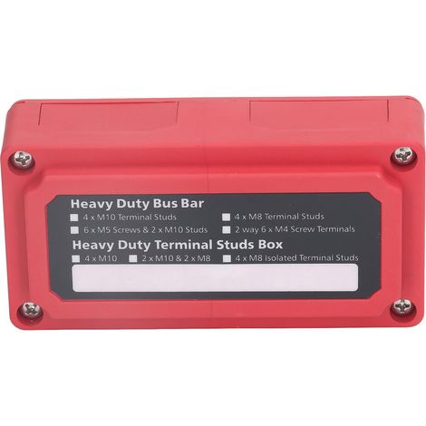 Bloc de distribution d'alimentation 48V 300A rouge avec bornes à vis M10, boîtier de barres omnibus (1/5)