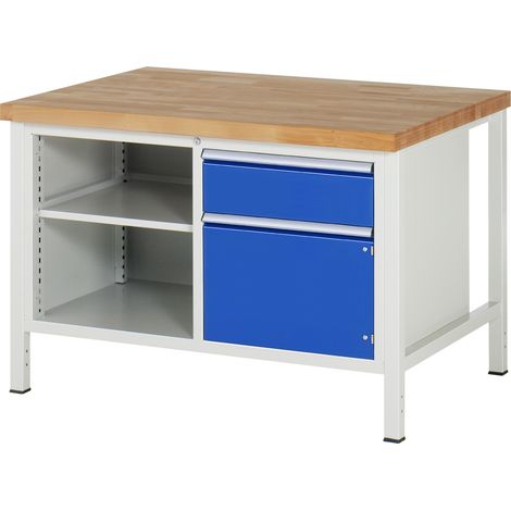 Rau Werkbank höhenverstellbar 8461A2, B1250xT900xH840-1040mm, 1x Schublade-TA, 1x Tür (1/5)