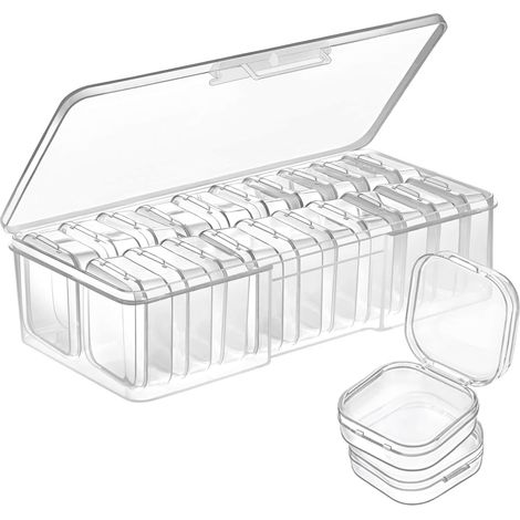 Boite Rangement avec Couvercle, 20 Pièces, 3.5 x 3.5 x 1.8 cm  Petite Boite de Rangement Plastique, Diamant Painting Accessoire Boite Transparente pour Peinture Diamant, Perles, Bijoux (1/5)