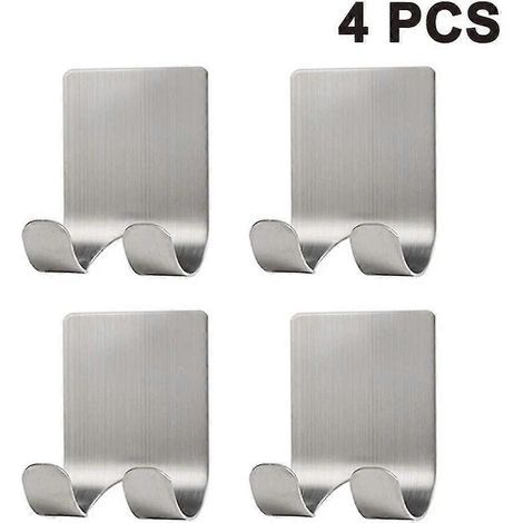 Lot de 4 supports de douche, crochets utilitaires en acier inoxydable pour serviettes, éponges, peignoirs et manteaux, organisateur de salle de bain et cuisine, auto-adhésifs et imperméables.