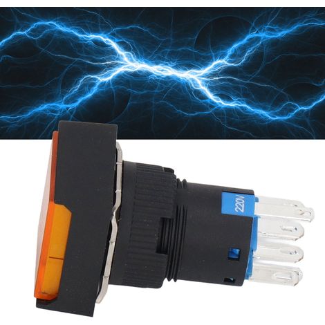 Bouton rectangulaire à réarmement instantané 6 broches BEM-LA16-22S-JY, 220 V (1/5)
