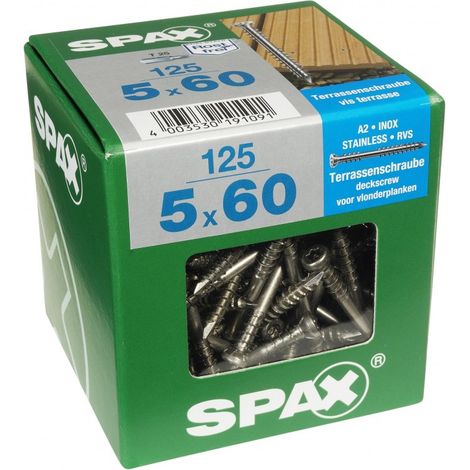 Spax Vite per terrazza acciaio inossidabile A2 , 5 x 60 mm , 125 Stk.