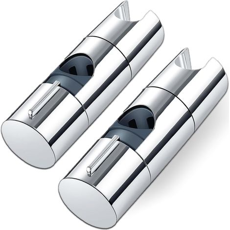 2-Pack Adjustable Shower Head Holder Replacement for Slide Bar Universal 19-25 mm Shower Head Holder Replacement for Slide Rail Shower Head, Chrome-Plated, Easy Installation (1/5)