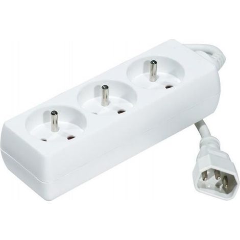 DEXLAN Multiprise 3 prises spéciale onduleur avec fiche IEC C14, blanche, 0,8m (808513)