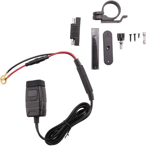 Chargeur moto USB+Type-C QC3.0 étanche rapide avec voltmètre Rouge (1/5)