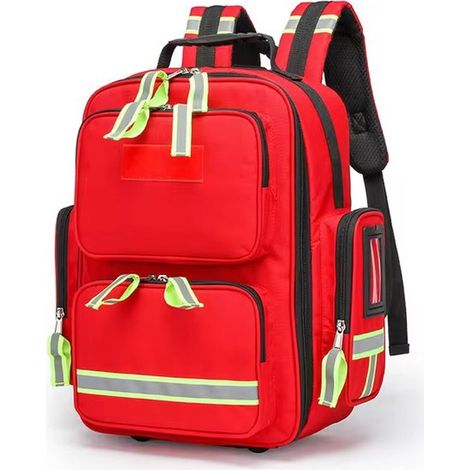 Zaino di emergenza - Kit di pronto soccorso - Zaino di emergenza ad alta capacità - Organizzazione e stoccaggio - Campeggio all'aperto - Kit di sopravvivenza - Kit medico - Rosso (1/5)