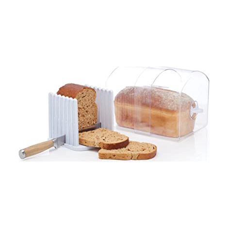 KitchenCraft Cestino per il pane Stay Fresh-Cestino per il pane espandibile con guida per affettare il pane, L (1/4)