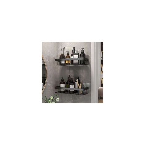 Étagère de douche à 2 couches sans perçage, étagère murale de salle de bain en aluminium, support de douche auto-adhésif, douche pour salle de bain/cuisine/chambre (1/2)