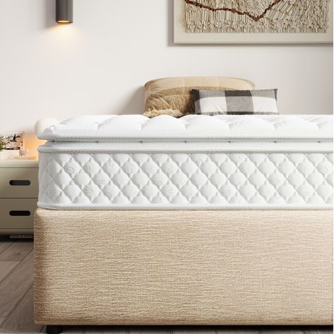 Matratze 160x200 cm weiß Polyester mit Taschenfederkern, 7 Zonen, H3, 25 cm Höhe (1/5)