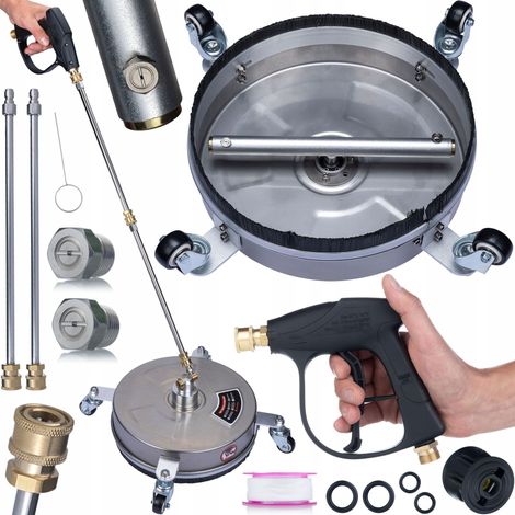 Set di Accessori per Idropulitrice compatibile con Kärcher K2–K7 – Spazzola Mosmatic, 2 Lance 34 cm, Pistola 300 Bar, Adattatore M22