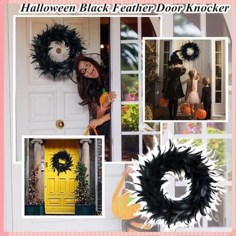 AUCUNE décoration d'Halloween Couronne de Plumes Noires de Haute qualité pour la Décoration de Fête D'Halloween deco decoration (1/5)