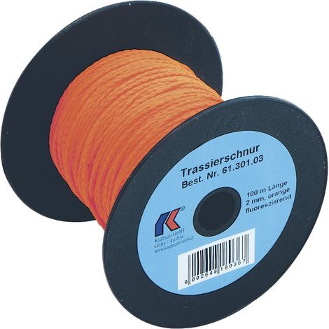 KAUFMANN Trassierschnur orange fluoreszierend, leicht dehnbar, ø 2mm Länge 100 m (1/2)