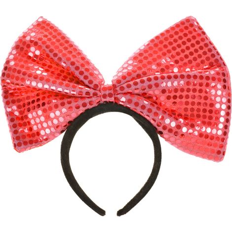 Diadema con lazo grande y lentejuelas rojas