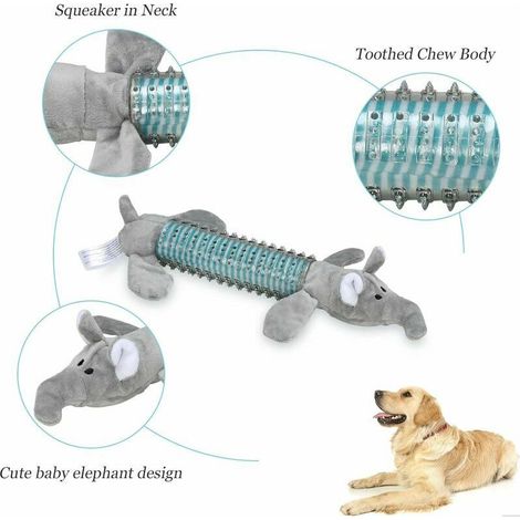 Peluche pour chien Jouets en peluche pour chiens, jouets pour chiots en caoutchouc indestructibles petits chiens gris (1/4)