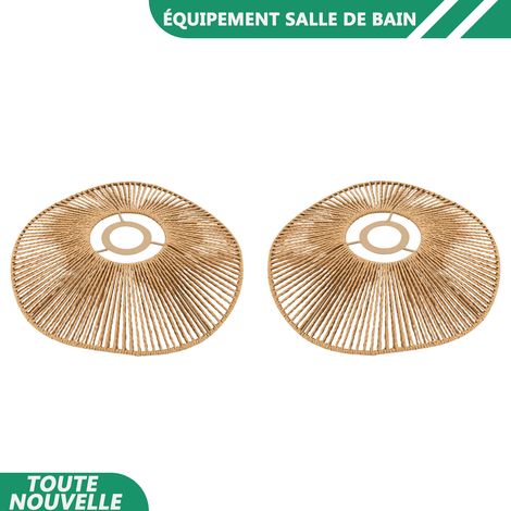 WAOBDLA 2pcs rétro tissé ombre-lampe Rattan tissé couverture de lampe lustre vintage ombre-lampe (1/5)
