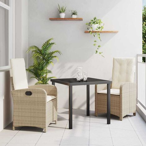 Ensemble de salle à manger pour jardin 3 pcs-Salon de jardin Beige polyrotin 638002 (1/5)