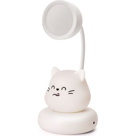 Lampe de bureau LED miniature motif chaton, rechargeable par USB, éclairage doux, idéale pour la chambre. Design chaton mignon, rechargeable par USB. (1/5)