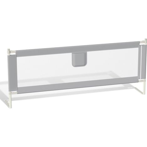 Barrière de lit - 200 x 80 cm - Réglable en hauteur - Protection anti-chute - Avec fermeture de sécurité - Barrière de sécurité stable pour lit d'enfant et lit parental - Un côté - Gris (1/5)