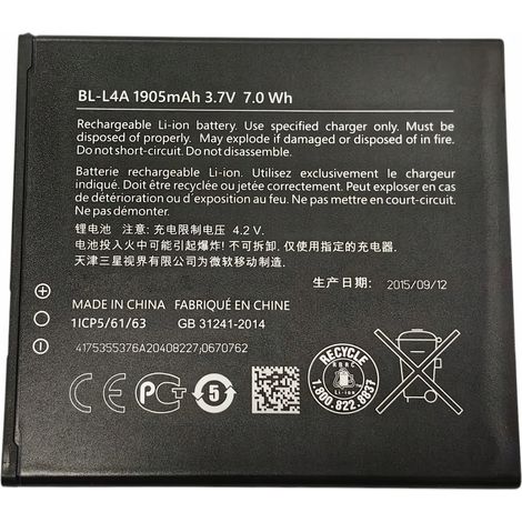 Nueva batería BL-L4A para Nokia Lumia 535 de 1905 mAh.