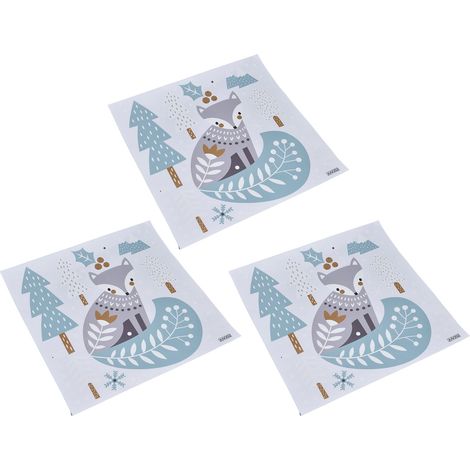 3-teilige PVC-Klebedekorationen Winter Fuchs Wald Schneeflocken Schaufenster Wohnzimmer Schlafzimmer moderner einfacher Stil (Modell: JUV202) (1/5)