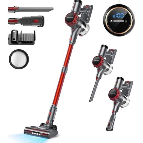 Aspiradora escoba inalámbrica 300 W 40000 Pa gris y rojo HOMVRA (1/5)