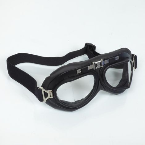 Fliegerbrille verchromt und schwarz Retro-Vintage-Look für Helm