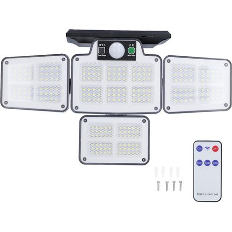 Lampe solaire LED d'extérieur, 4 têtes orientables, détecteur de mouvement, 450 lm, 3 modes, applique murale grand angle pour jardin (1/3)