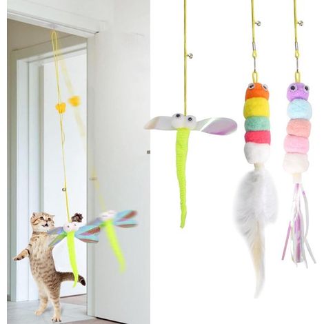 Hängendes Katzenspielzeug – Katzenminze – Interaktiv – Verstellbar – Federbelastet – Selbstunterhaltsam – Mit Glocke – 3er-Pack