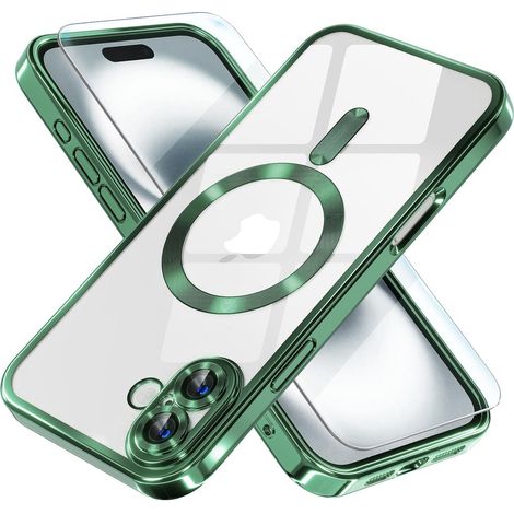 Custodia per iPhone 16, Electro MagSafe, verde + pellicola protettiva per lo schermo (1/5)
