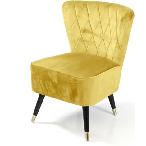 Fauteuil en velours jaune 64x66x84