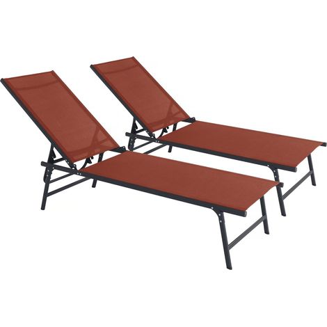 2er-Set Sonnenliegen aus Metall "Sublima" – 180 x 54 x 104 cm – Terrakotta