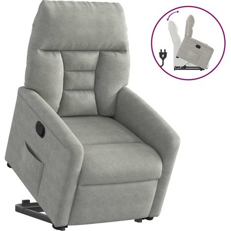Fauteuil releveur inclinable électrique tissu microfibre gris clair 72 x 90 x 99 cm (1/5)