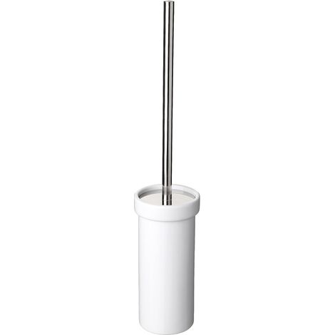Brosse Toilettes WC Céramique Résistante Manche 100% INOX Balayette WC Compacte et Durable 12 x 12 x 38 cm - Collection Martins - Blanc (1/5)