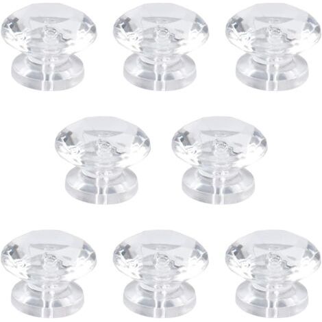 BUNTHAUS Lot de 8 mini boutons en acrylique autoadhésifs en forme de diamant sans perçage pour miroir, placard, boîte cadeau et autres petits meubles (1/5)