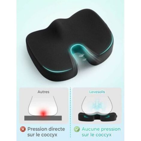 Coussin Coccyx - Mousse Memoire De Forme - Pour Bureau Voiture Fauteuil Roulant - 1 Unite (1/4)